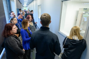 Bradley McCloskey leads guests on a tour of MediVera’s new compounding facility in Troy, Michigan.