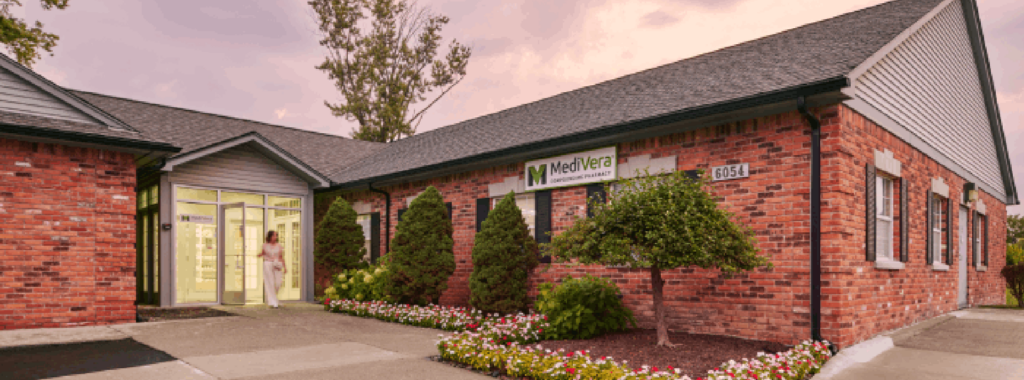 The front of a brick building with a sign that reads "MediVera"